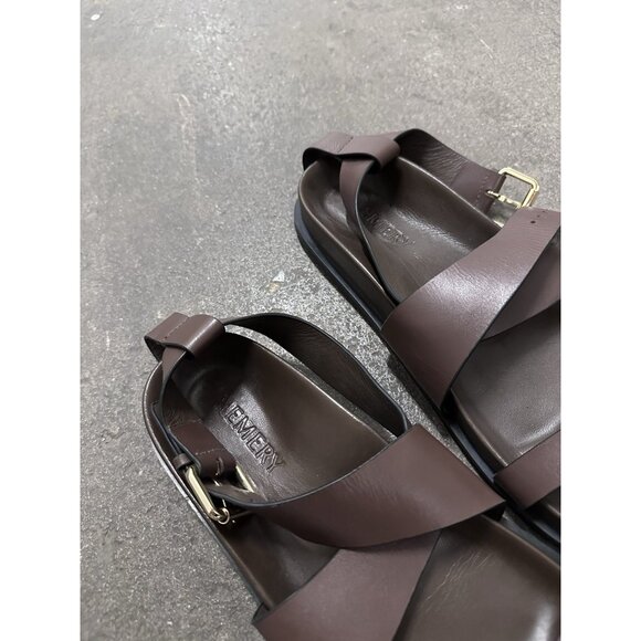 A.EMERY Dula Sandals Walnut Brown Leather Flats - Picture 5 of 9